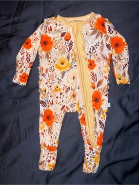 Little Snuggles bamboo Floral Zip-Front Baby One-Piece